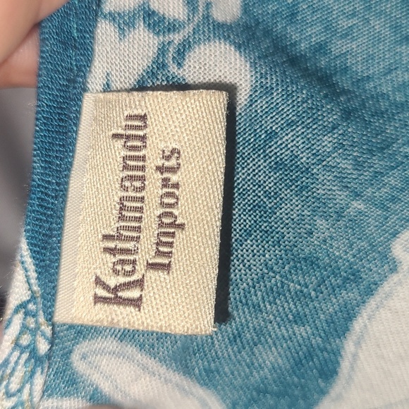 Maxi Sundress Turquoise Elephant Print Boho Forest Fairy Scoop Neck Lightweight - Picture 4 of 9